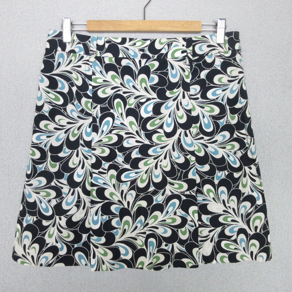 Ann Taylor LOFT Petite Women's Patterned Skirt Black Blue Green LIned Size 8P